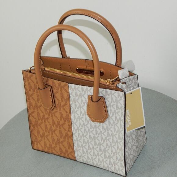 MICHAEL KORS MERCER Two-Tone Logo Medium Messenger Crossbody Bag Deer Multi NWT - Picture 10 of 13